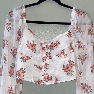 white floral blouse